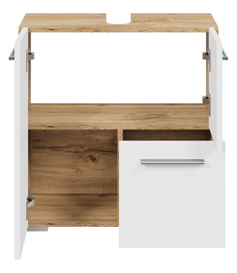 Wastafelkast Mars 60 x 30 x 60 cm - eiken met wit