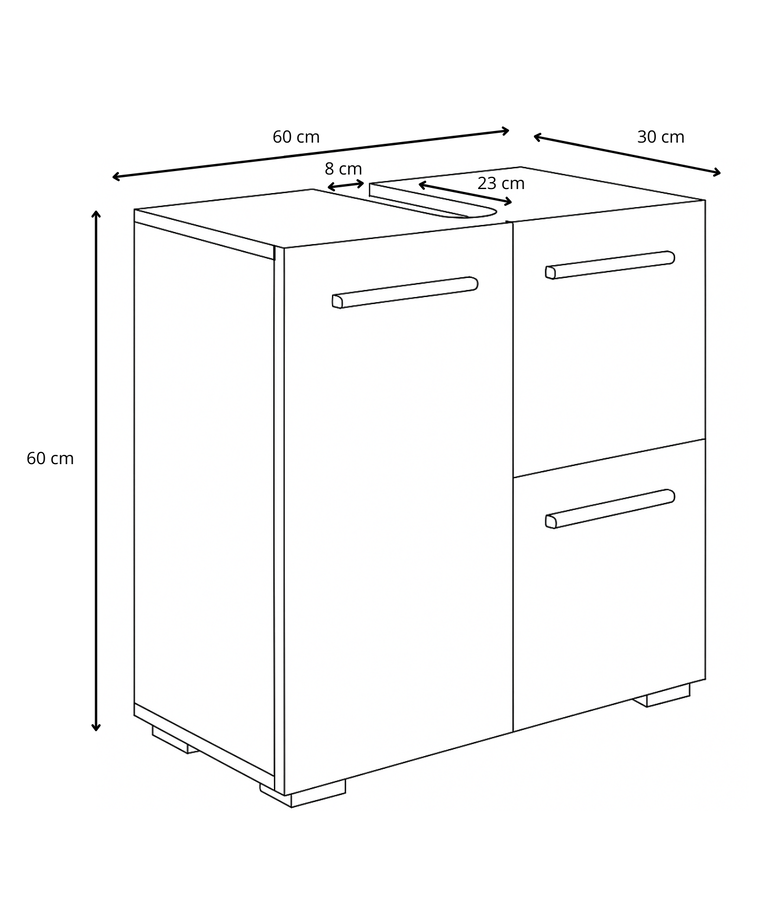 Wastafelkast Mars 60 x 30 x 60 cm - donker grijs