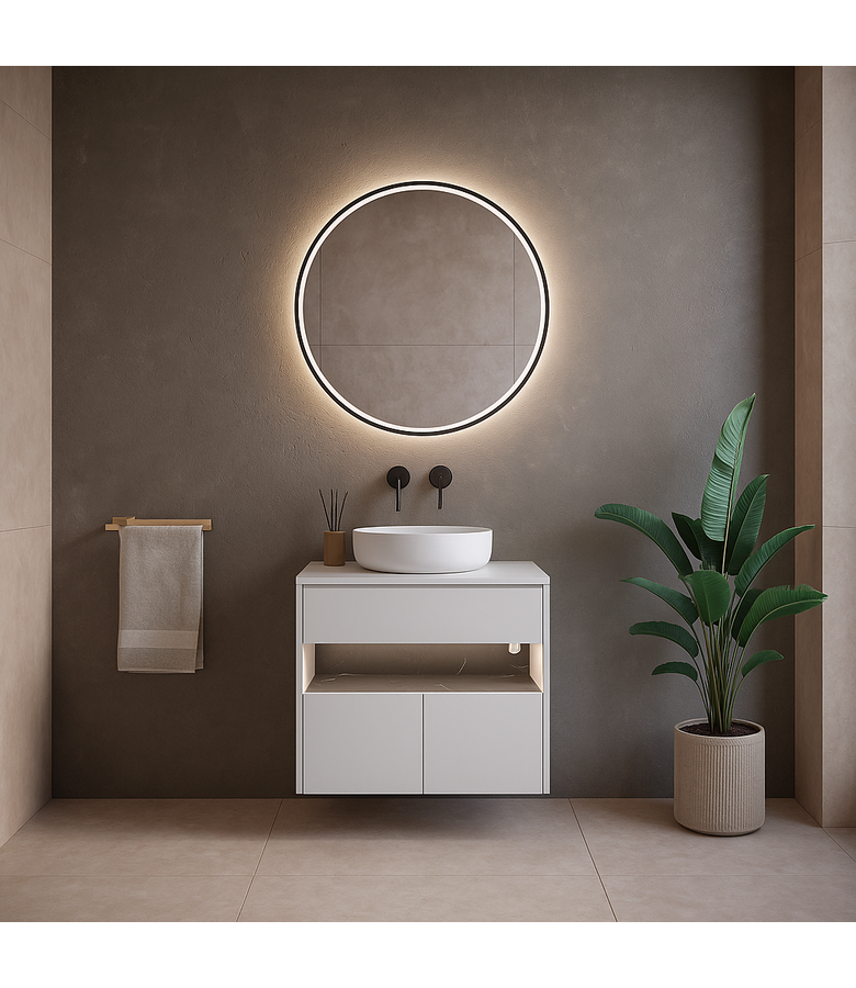 Wastafelkast Lissabon 60 x 44 x 60 - mat wit - met LED verlichting