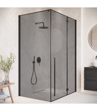 Douchecabine Vancouver 90 x 120 x 190 cm - zwart - met rookglas - nano coating