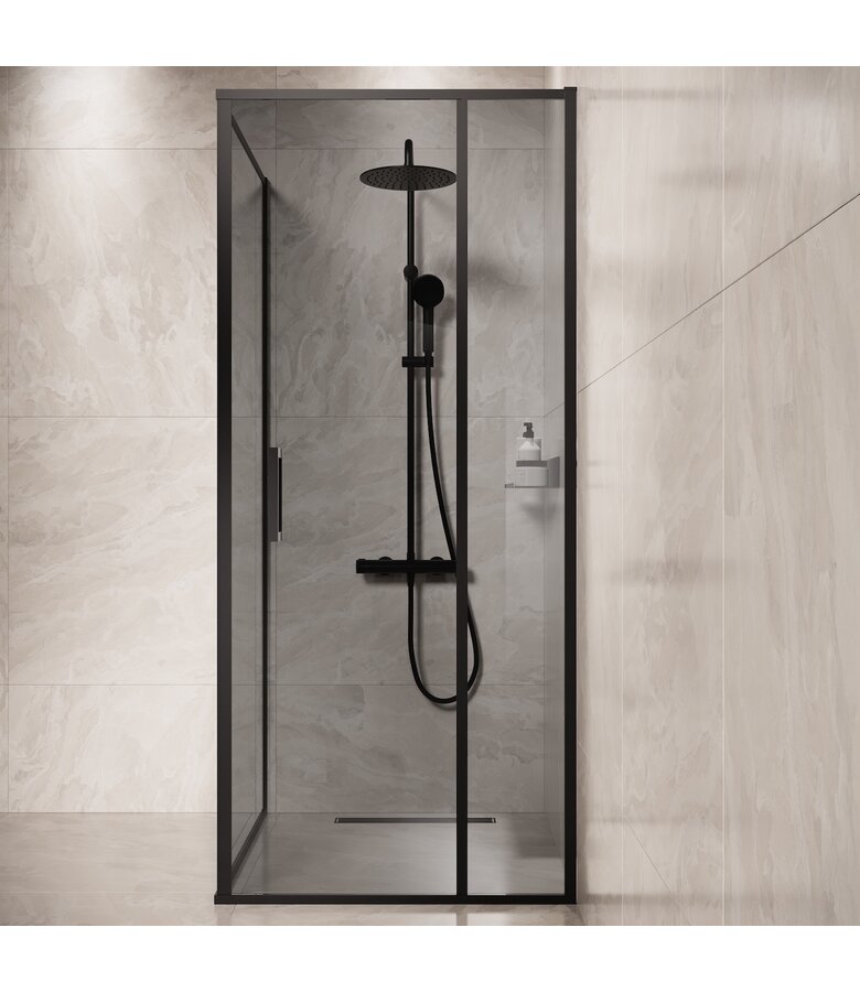 Douchecabine Belize 90 x 90 x 190 cm - zwart - rookglas - nano coating
