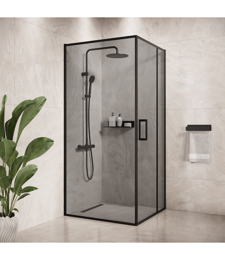 Douchecabine Belize 90 x 90 x 190 cm - zwart - rookglas - nano coating