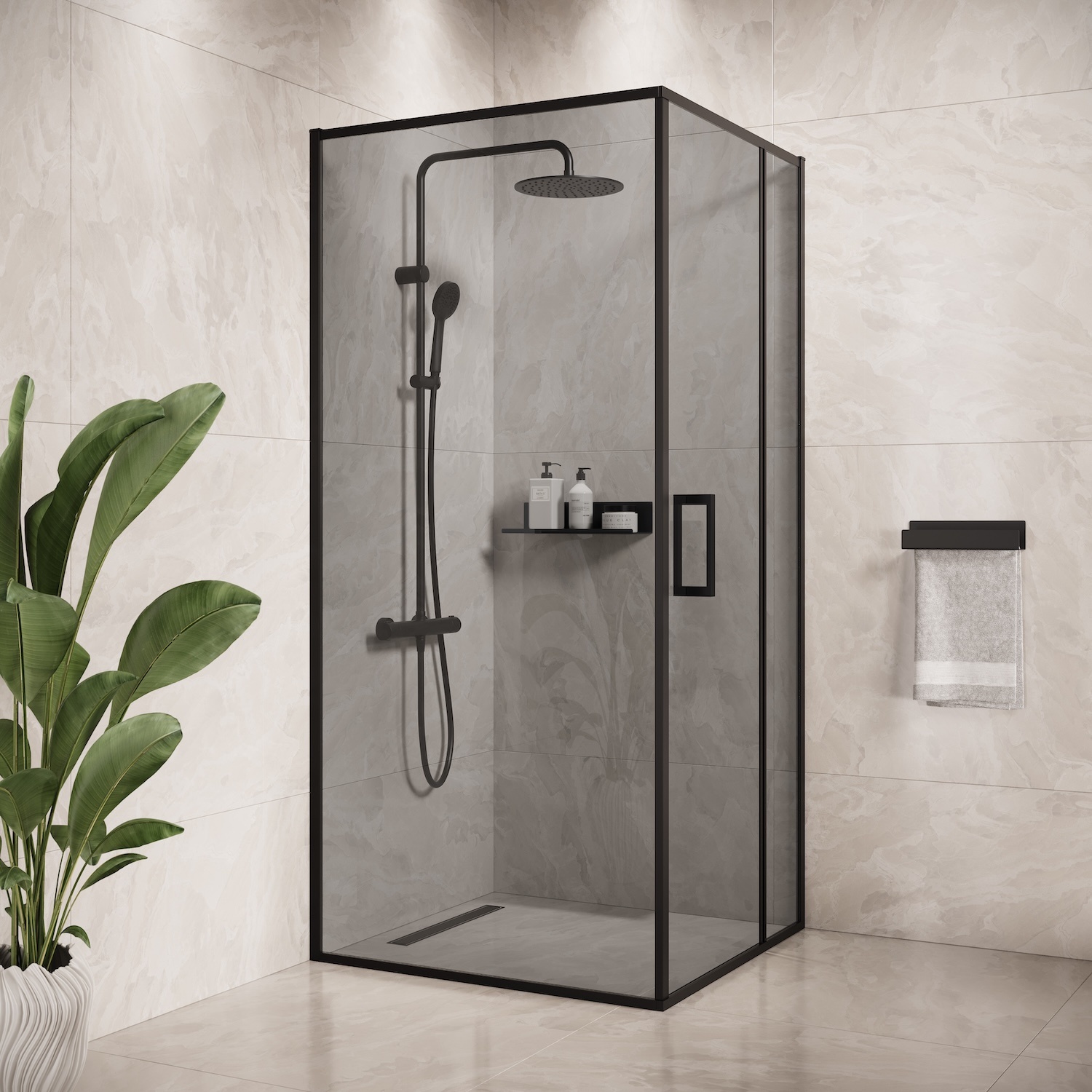 Atlantic douchecabine Roan met draaideur zwart hoek 90 x 90 x 190 cm kopen? | Douchedeuren Atlantic douchecabine Roan met draaideur zwart hoek 90 x 90 x 190 cm kopen? | Douchedeuren