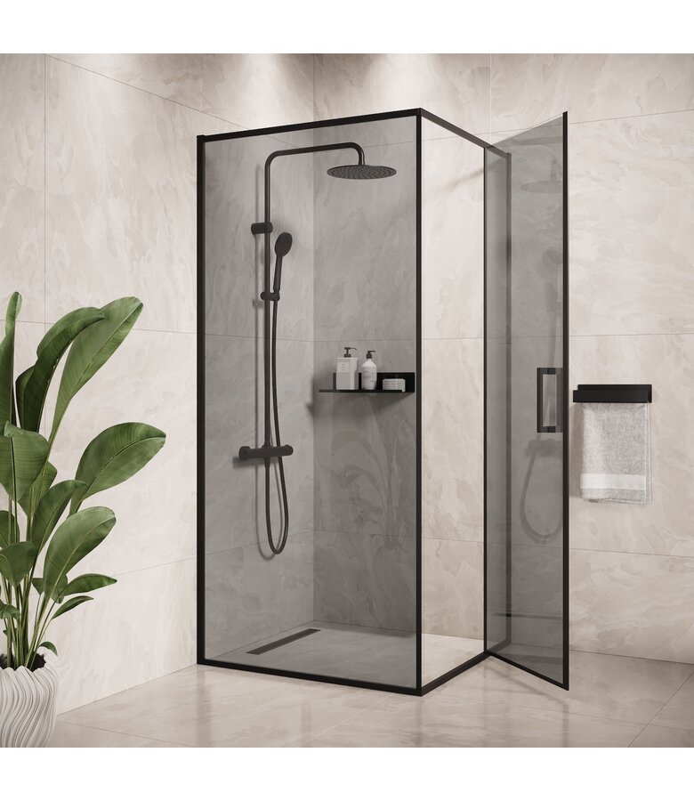 Douchecabine Belize 90 x 90 x 190 cm - zwart - rookglas - nano coating