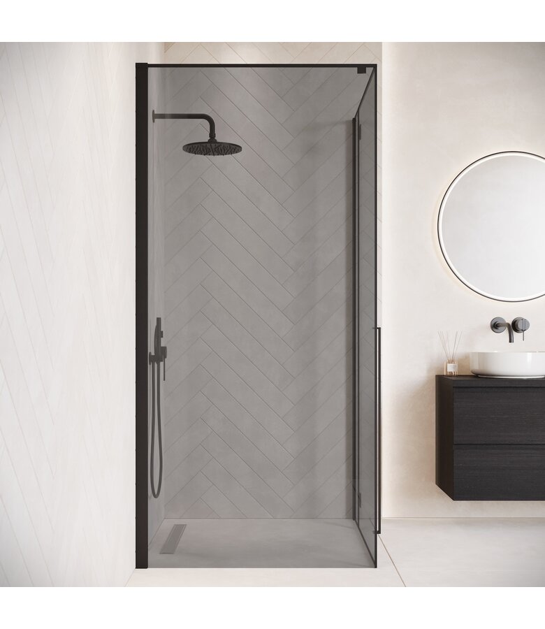 Douchecabine Vancouver 90 x 90 x 190 cm - zwart - met rookglas - nano coating
