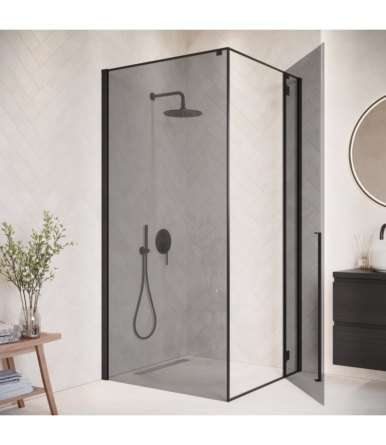 Douchecabine Vancouver 90 x 90 x 190 cm - zwart - met rookglas - nano coating
