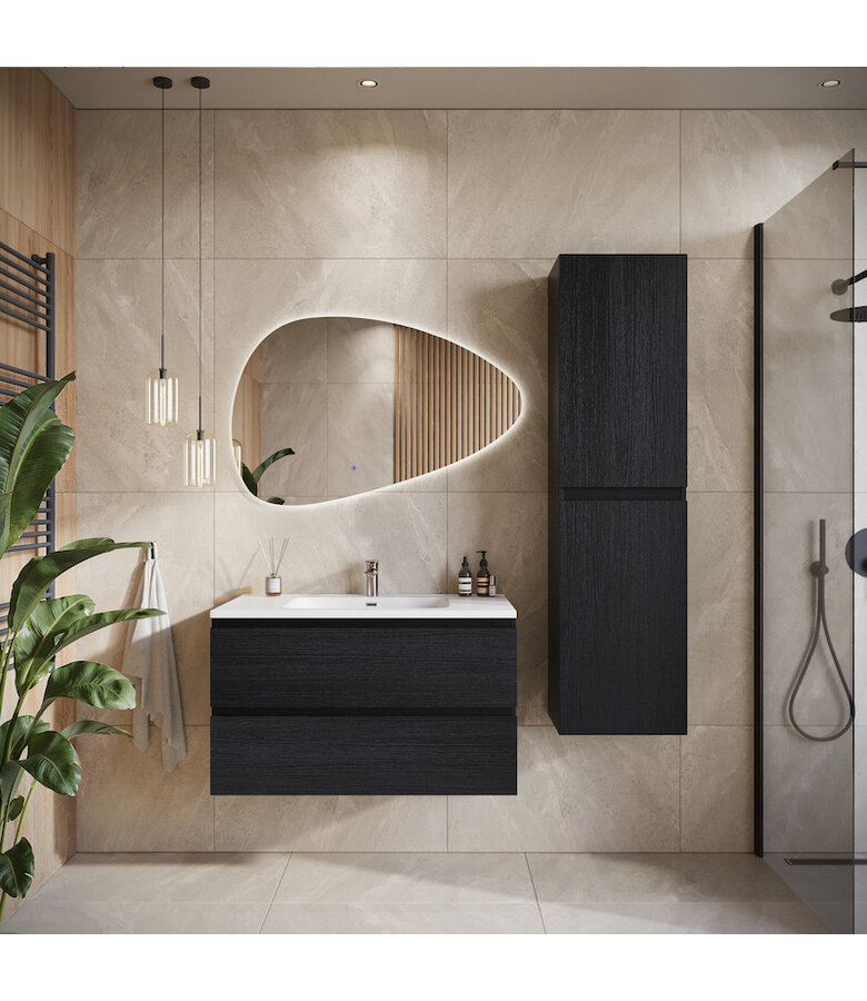 Badkamerkast Angela 40 x 30 x 150 cm - zwart houtnerf