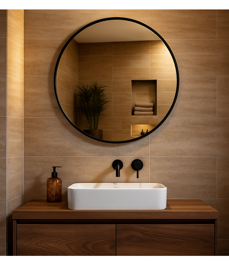 Spiegel Concave 60 x 60 cm - zwart - rond