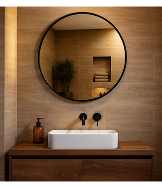 Spiegel Concave 80 x 80 cm - zwart - rond