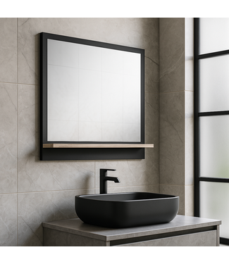 Spiegel Adam  60 x 12 x 50 cm - zwart met eiken