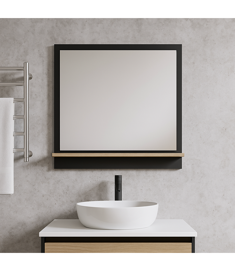 Spiegel Adam  60 x 12 x 50 cm - zwart met eiken