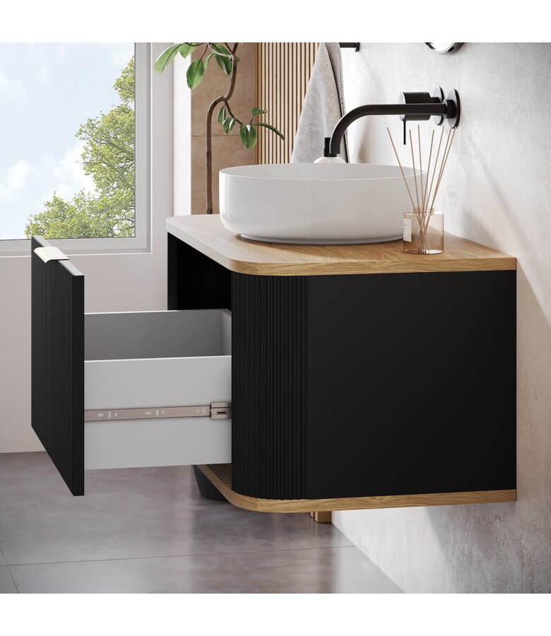 Wastafelkast Romero 80 x 46 x 40 cm - zwart met eiken