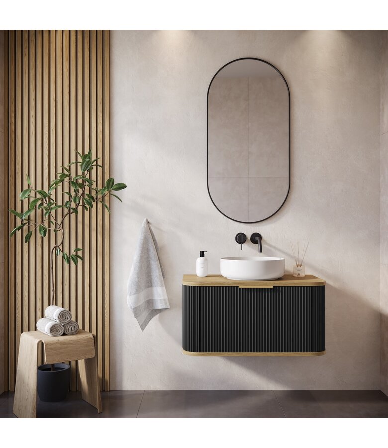 Wastafelkast Romero 80 x 46 x 40 cm - zwart met eiken