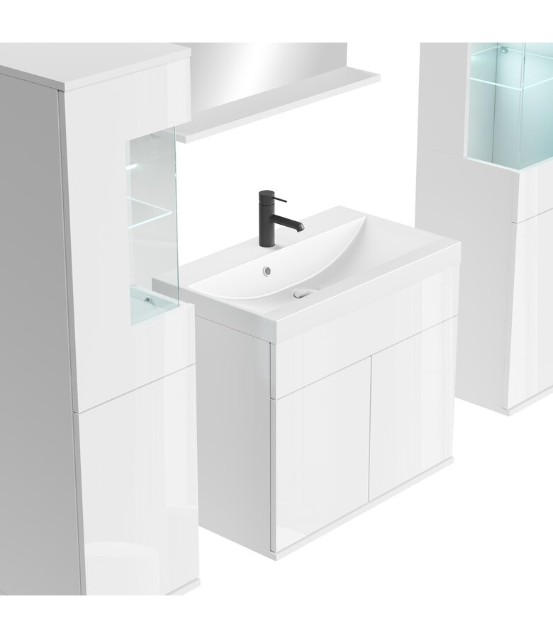 Badkamermeubel Nobel XL 60cm complete set - hoogglans wit