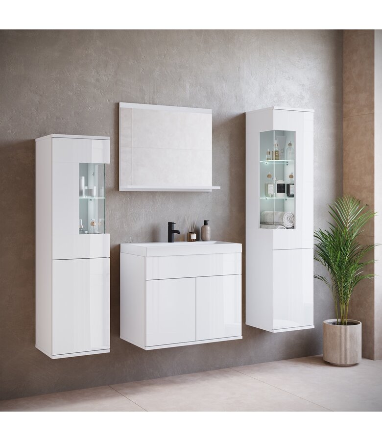 Badkamermeubel Nobel XL 60cm complete set - hoogglans wit