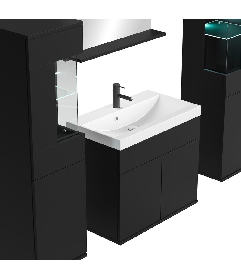 Badkamermeubel Nobel XL 60cm complete set - mat zwart