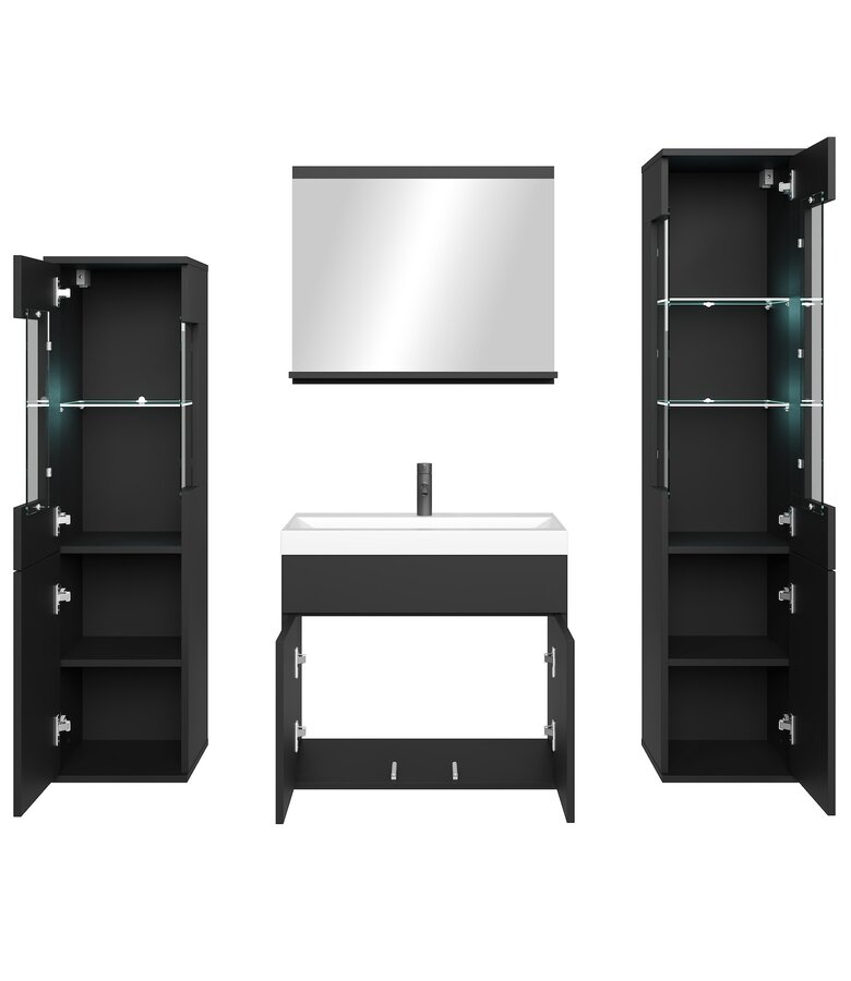 Badkamermeubel Nobel XL 60cm complete set - mat zwart