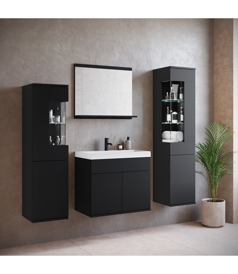 Badkamermeubel Nobel XL 60cm complete set - mat zwart