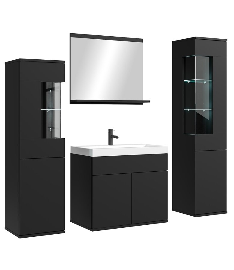 Badkamermeubel Nobel XL 60cm complete set - mat zwart