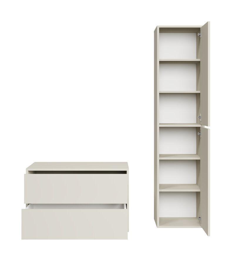 Wastafelkast Mali met kolomkast - 80 x 46 x 49 cm - beige