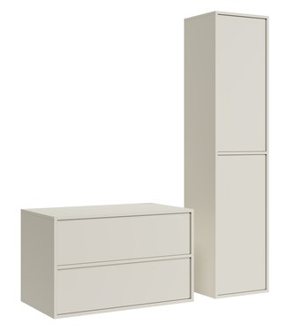 Wastafelkast Mali met kolomkast - 80 x 46 x 49 cm - beige
