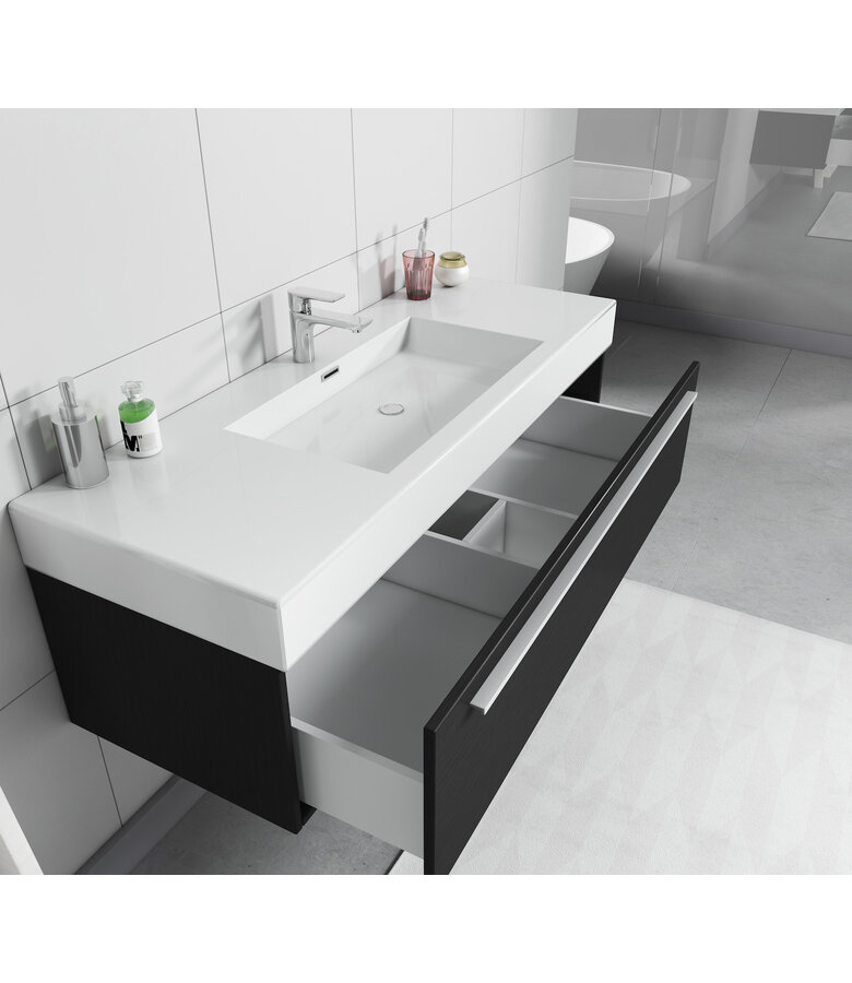 Wastafelkast Garcia 120cm - zwart houtnerf - zonder wastafel