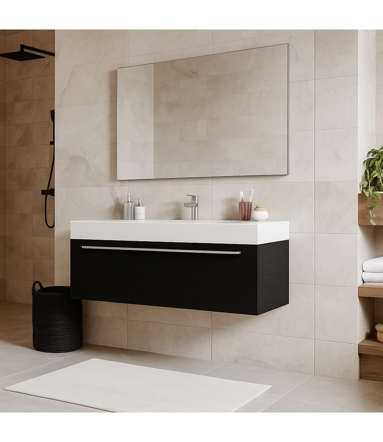 Wastafelkast Garcia 120cm - zwart houtnerf - zonder wastafel