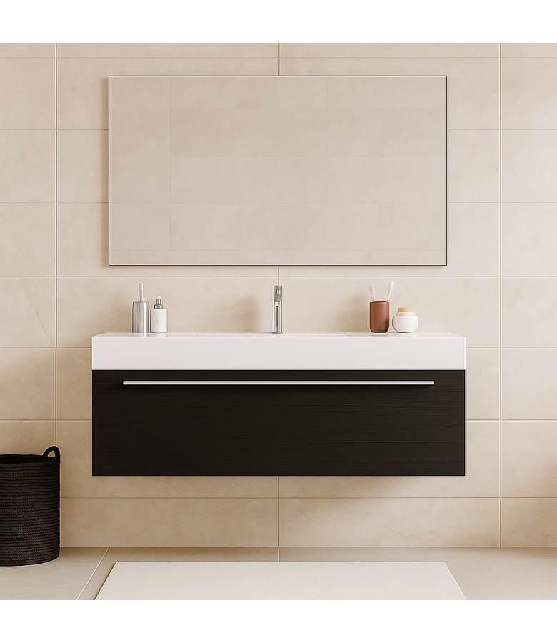 Wastafelkast Garcia 120cm - zwart houtnerf - zonder wastafel