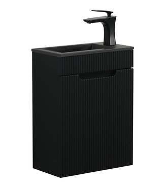 Toiletmeubel Thermis 40cm - mat zwart - zwarte wastafel