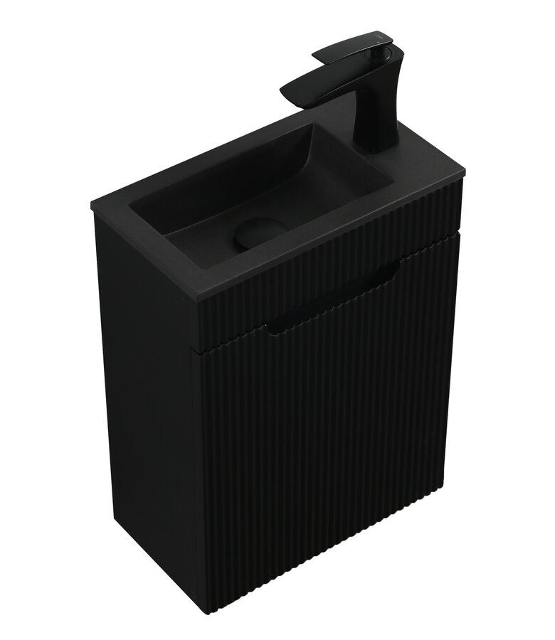 Toiletmeubel Thermis 40cm - mat zwart - zwarte wastafel