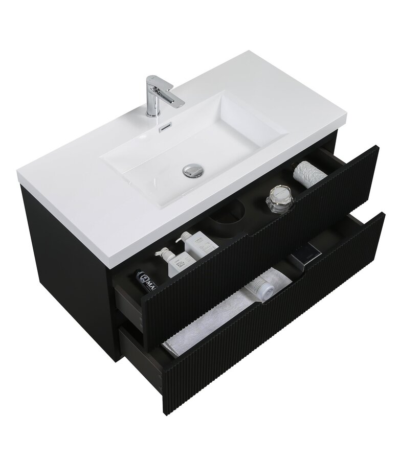 Badkamermeubel Thermis 100cm - mat zwart