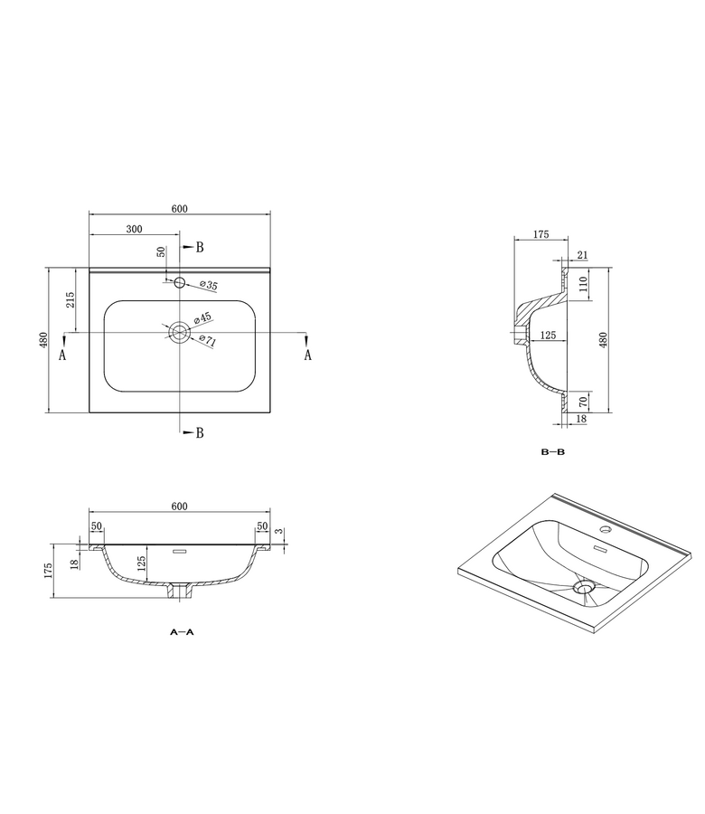 Badkamermeubel Luxor 60cm - walnoot