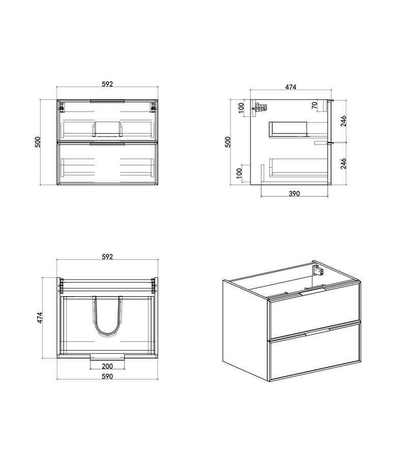 Badkamermeubel Luxor 60cm - walnoot