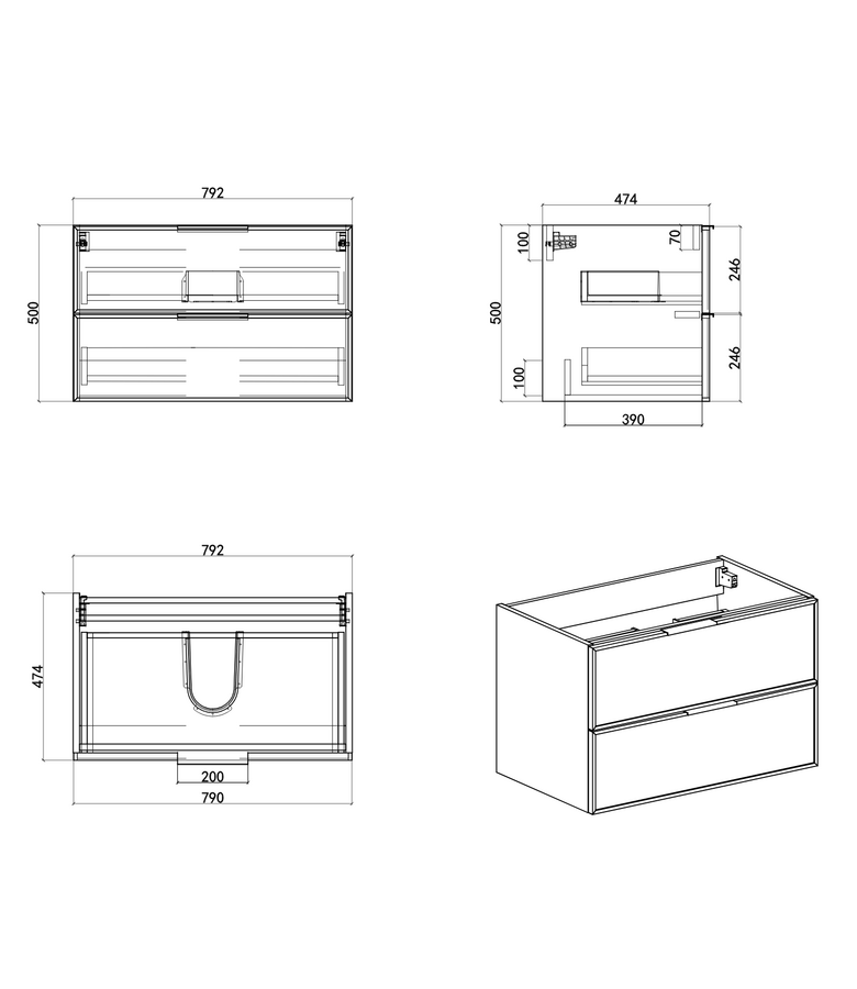 Badkamermeubel Luxor 80cm - licht eiken