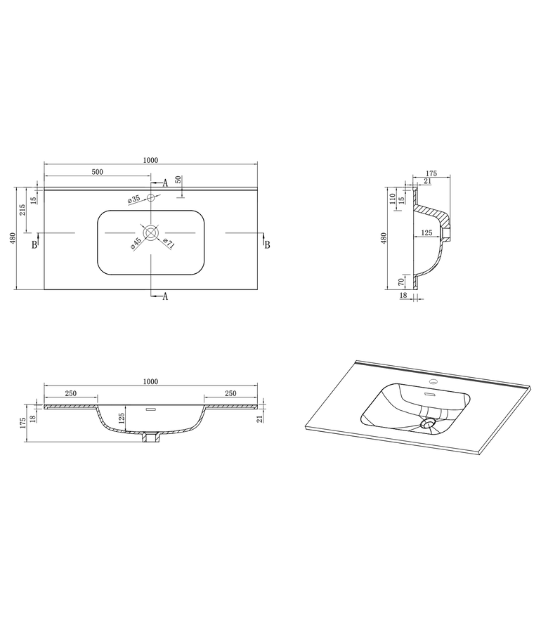 Badkamermeubel Luxor 100cm - walnoot