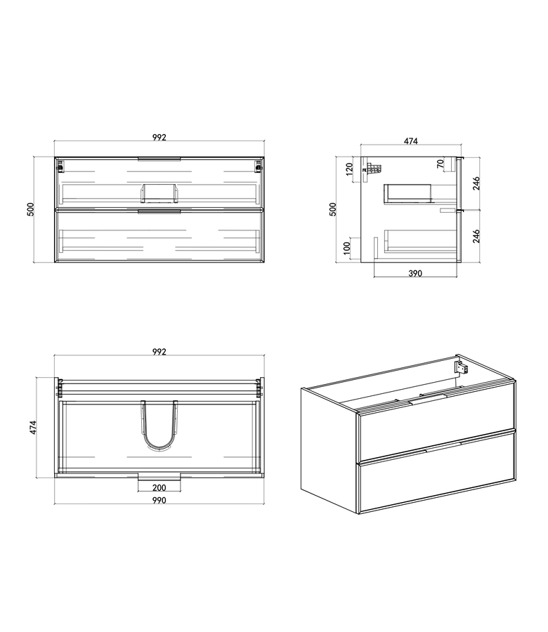 Badkamermeubel Luxor 100cm - walnoot