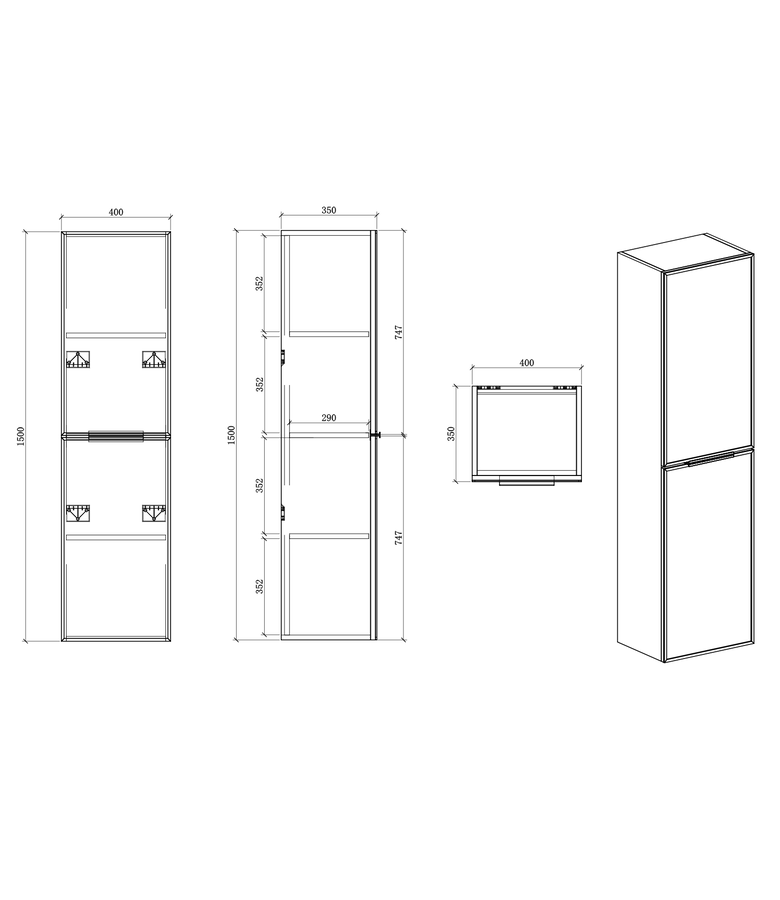 Badkamerkast Luxor 40 x 35 x 150 cm - licht eiken