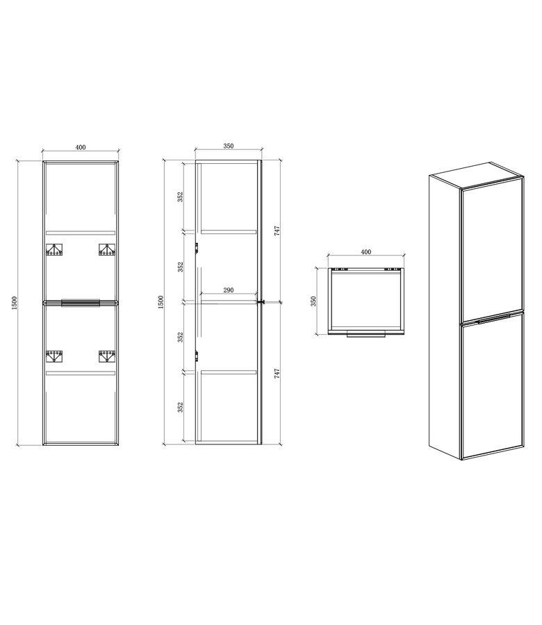 Badkamerkast Luxor 40 x 35 x 150 cm - walnoot