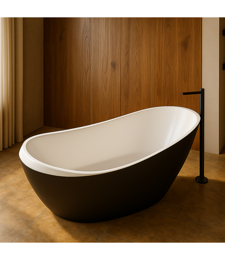 Vrijstaand ligbad Ancon 180 x 85 x 88 cm - zwart met wit