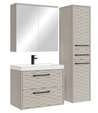 Badkamermeubel Etna 60cm complete set met spiegelkast - beige
