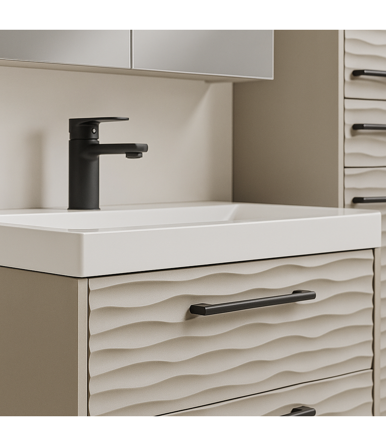 Badkamermeubel Etna 60cm complete set met spiegelkast - beige