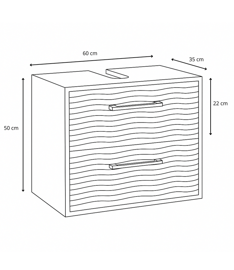 Wastafelkast Etna 60 x 35 x 50 cm - eiken