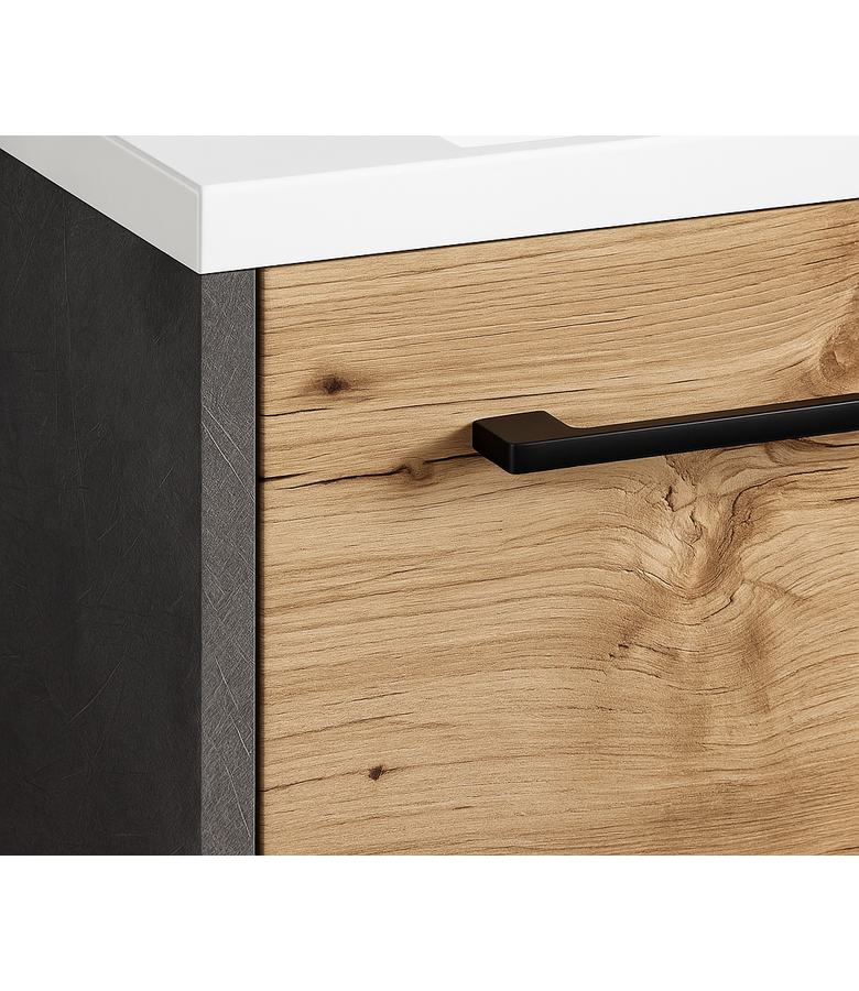 Toiletmeubel Florence 40cm - donker grijs met kastanje eiken