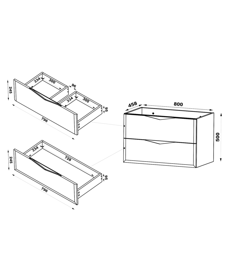 Wastafelkast Duro 80 x 46 x 52 cm - beige