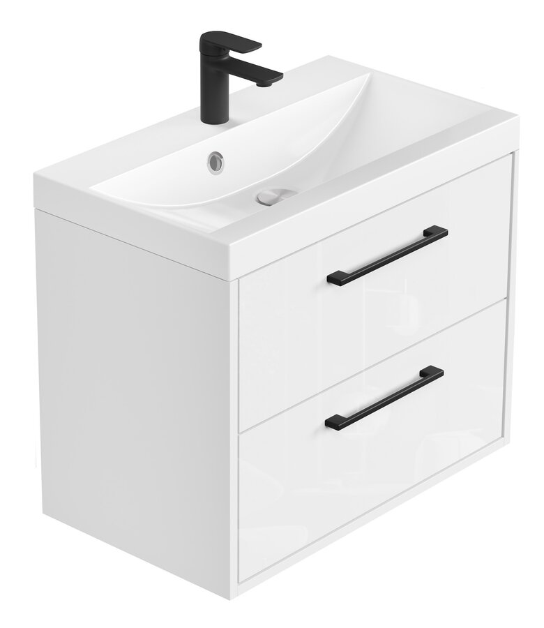 Badkamermeubel Florence 01 60cm met wastafel - hoogglans wit