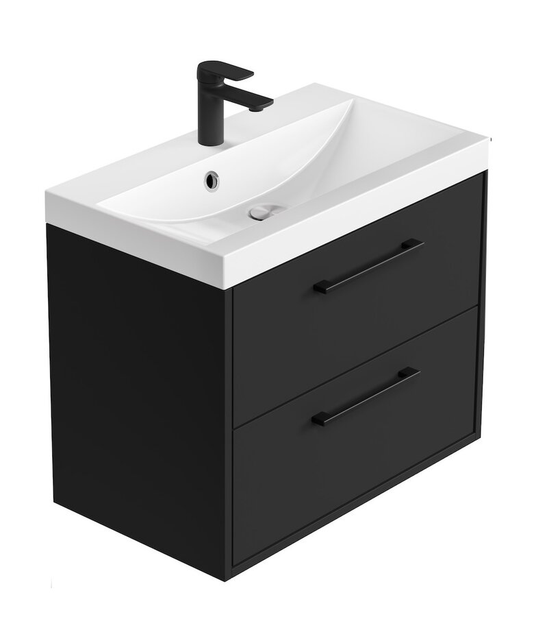 Badkamermeubel Florence 01 60cm met wastafel - mat zwart