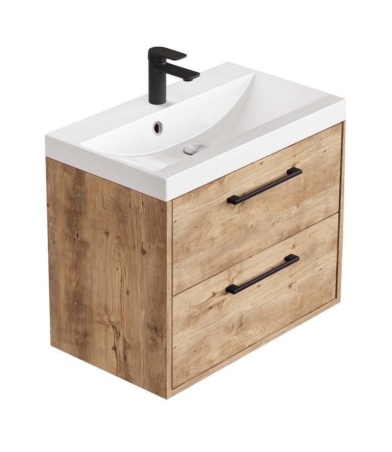 Badkamermeubel Florence 01 60cm met wastafel - kastanje eiken