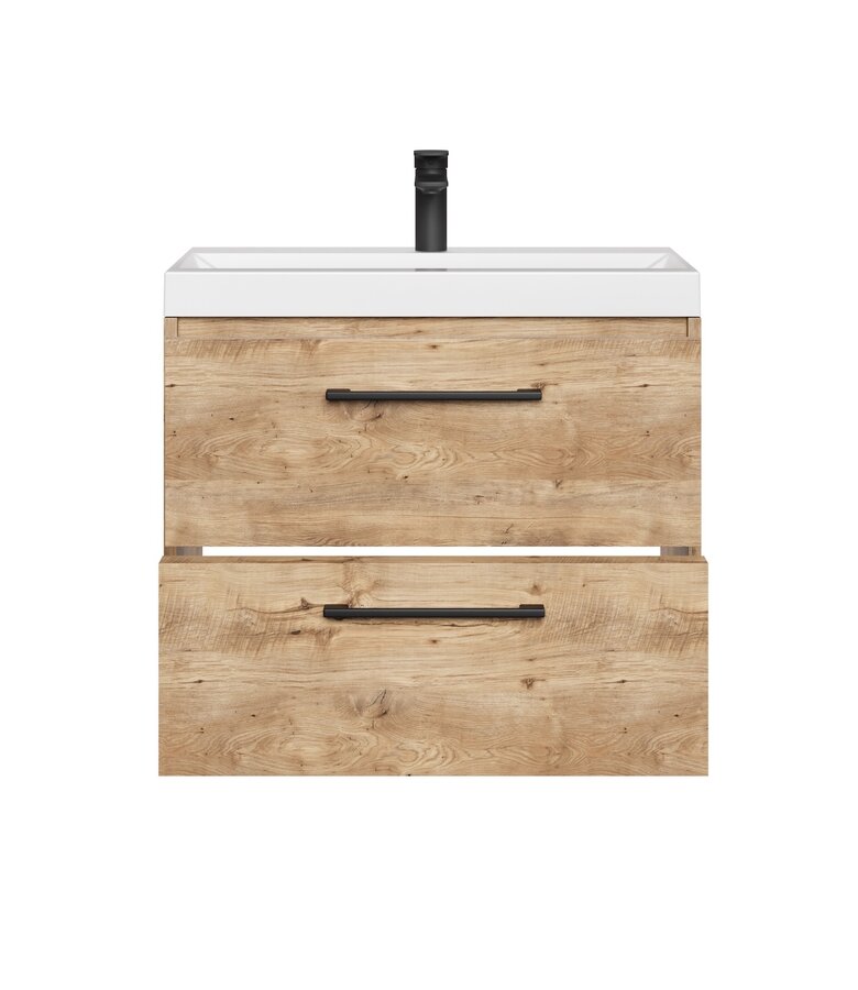 Badkamermeubel Florence 01 60cm met wastafel - kastanje eiken