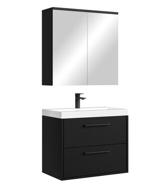 Badkamermeubel Florence 01 60cm met spiegelkast - mat zwart