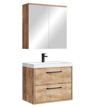 Badkamermeubel Florence 01 60cm met spiegelkast - kastanje eiken